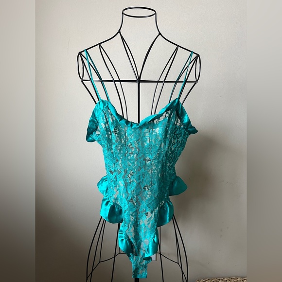 Victoria’s Secret vintage gold label teal teddy - Picture 1 of 5